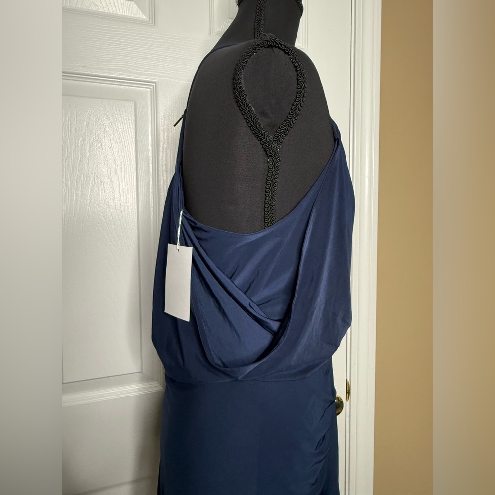 MISA Los Angeles | Domino Tie Front Midi Dress in Midnight - Picture 5 of 7